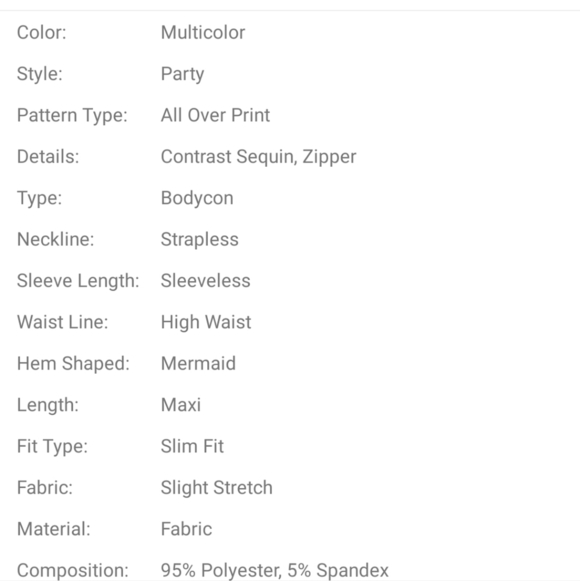 Glamorous Abstract Silver and Black Strapless Fit and Flare Formal Gown - Picture 9 of 15